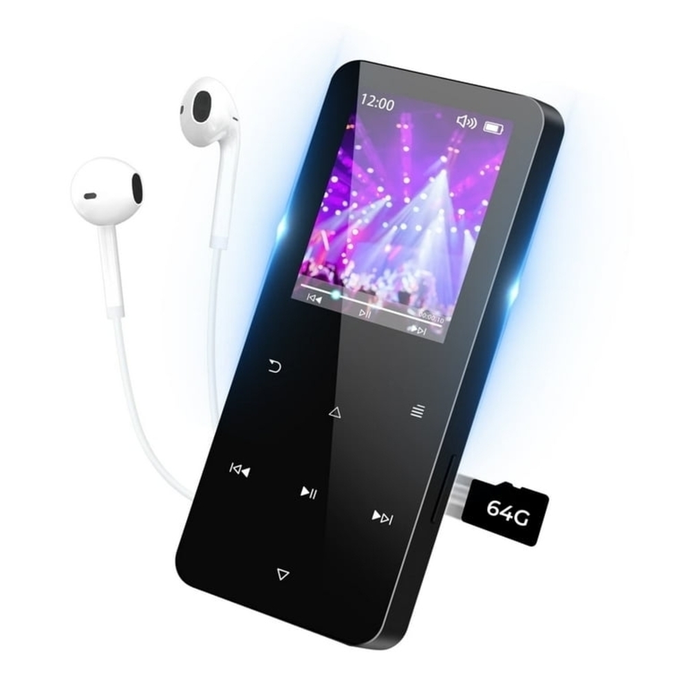 Sleek Black Kids MP3 Player with Earphones